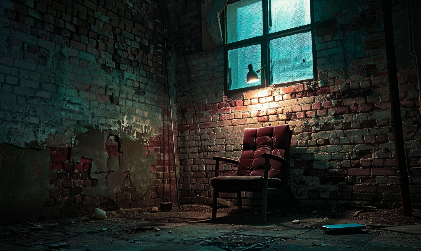 Dark Movie Style Poster Brick Room iPad Chair