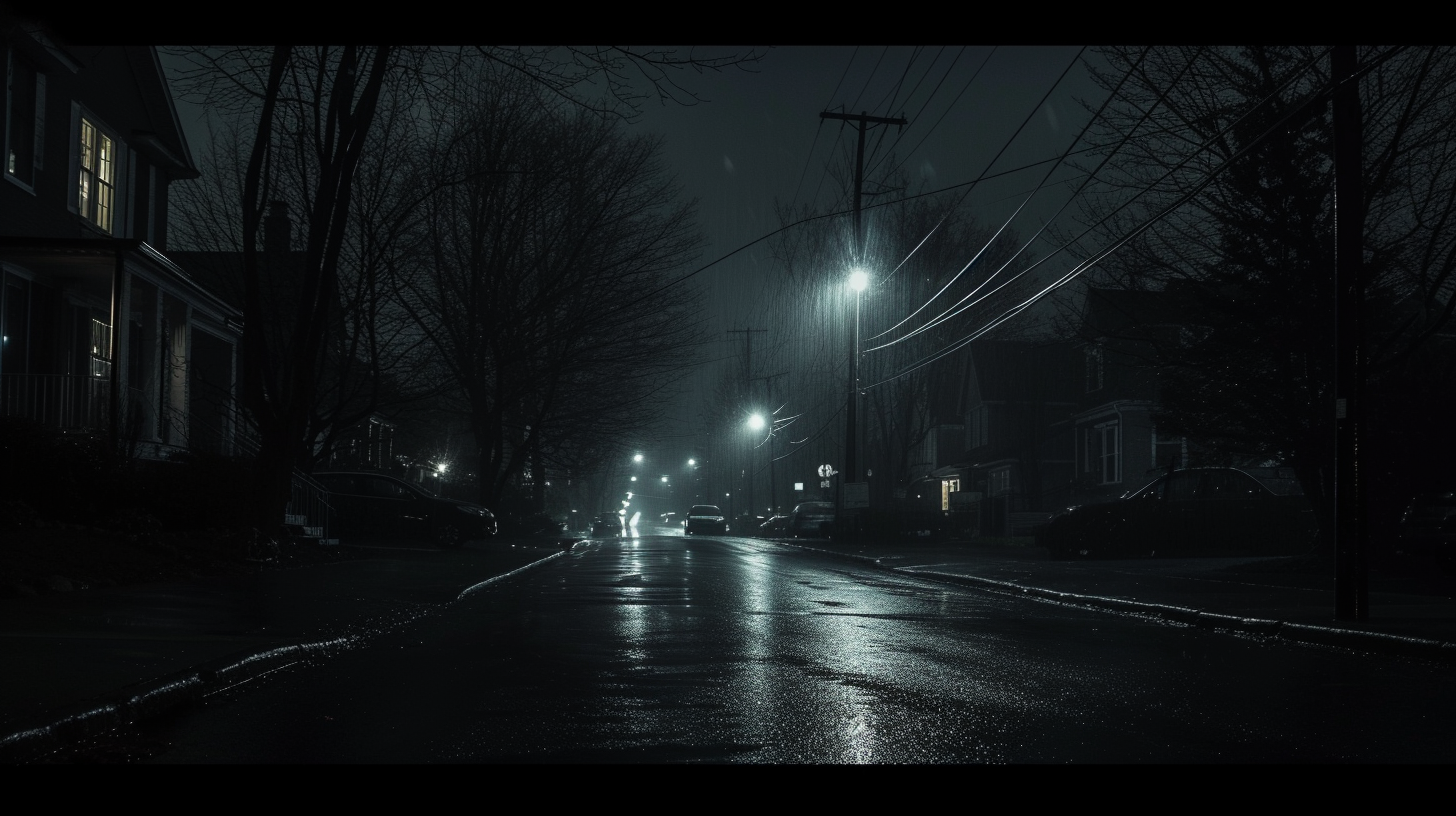 Spooky Street in Dark Night