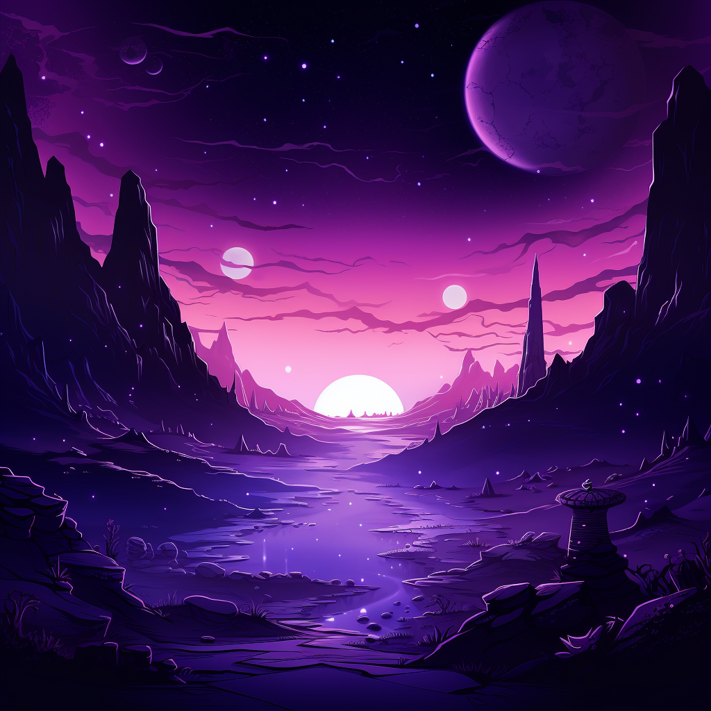 Dark Purple Alien Landscape Artwork 4K