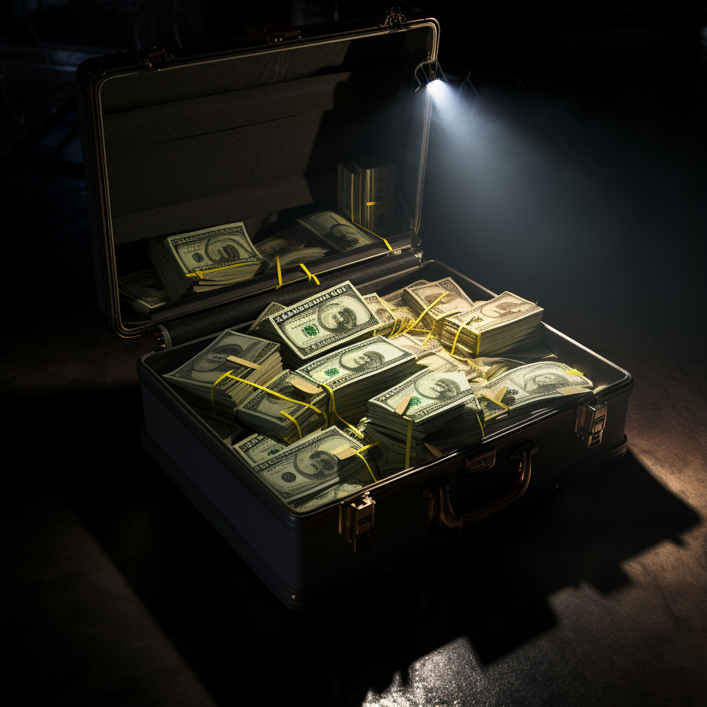 A briefcase filled with 50k dollars