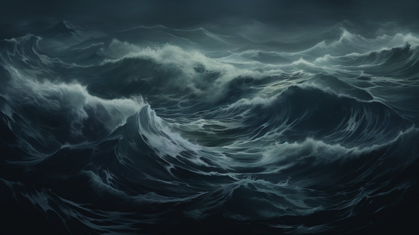 Dark sea with massive waves