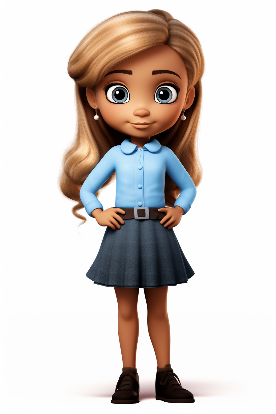 Dark Skin Mexican Child Girl Cartoon