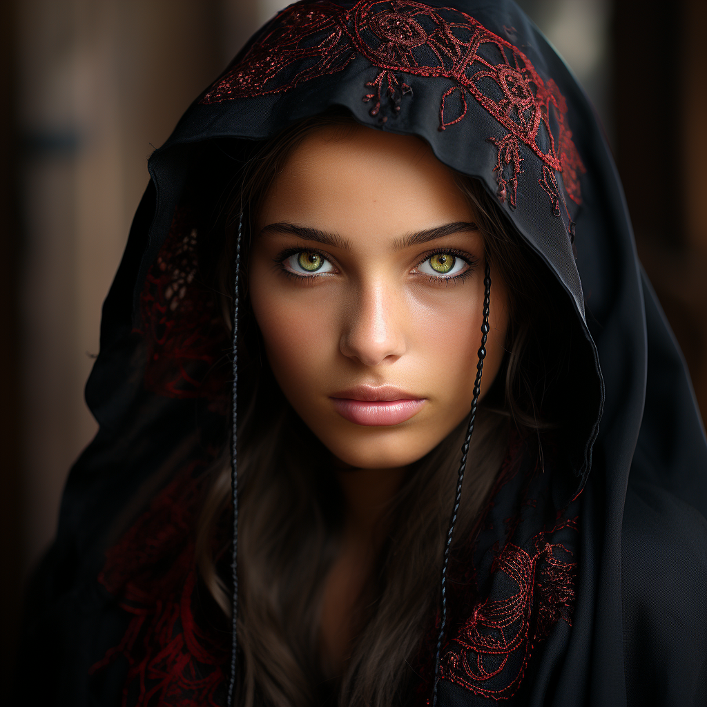 Young Palestinian girl in traditional dress