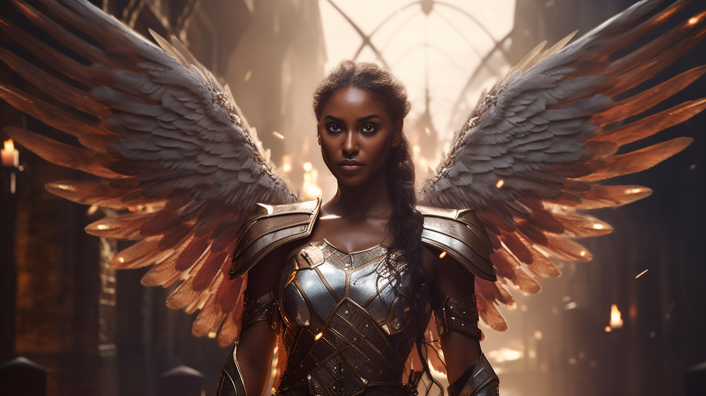 Dark-Skinned Fairy Cleric with Wings