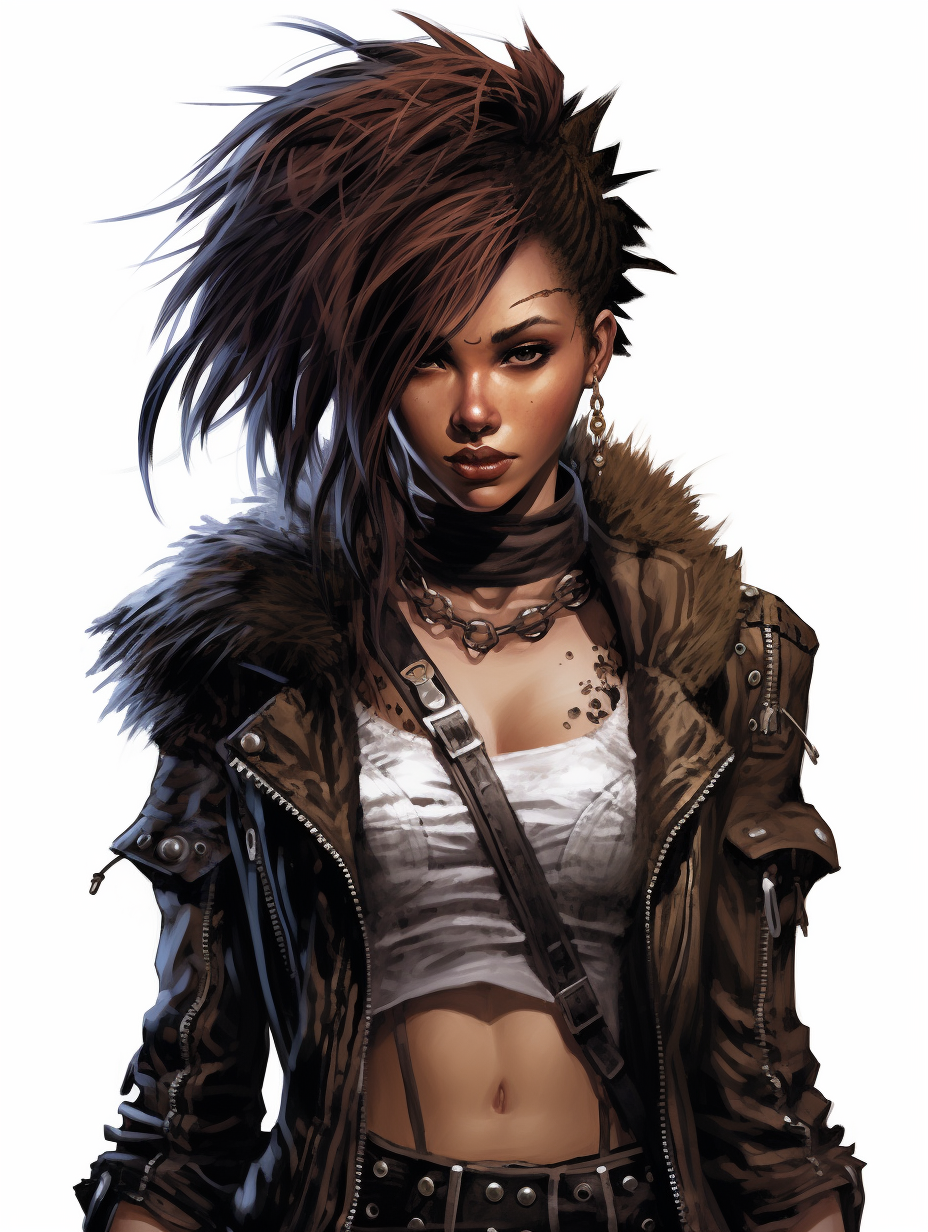 Stylish Dark-skinned Punkgirl with Crazy Hairstyle