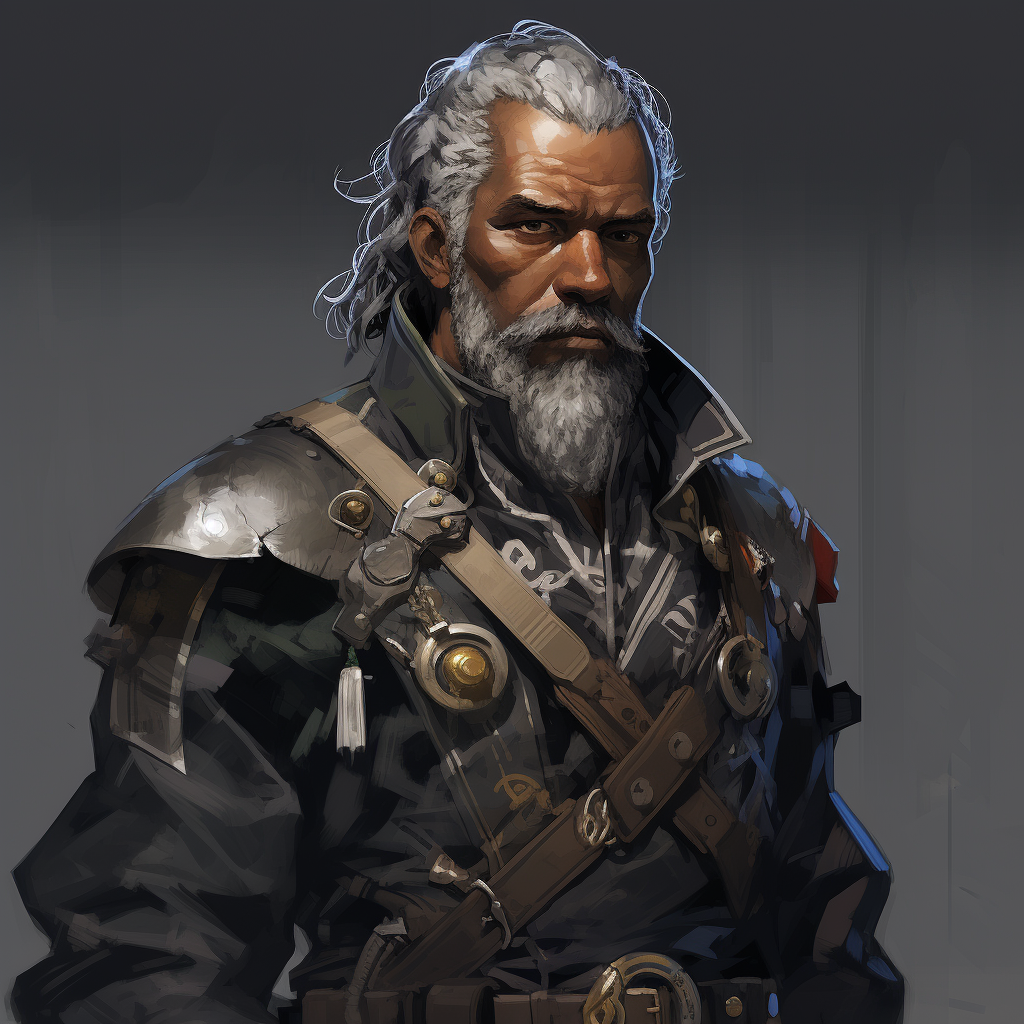 Dark-skinned mercenary with face scars