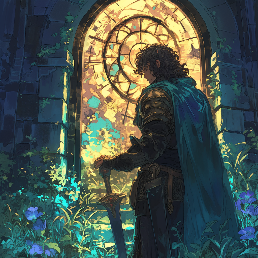 Dark Skinned Paladin Discovering Ancient Chapel