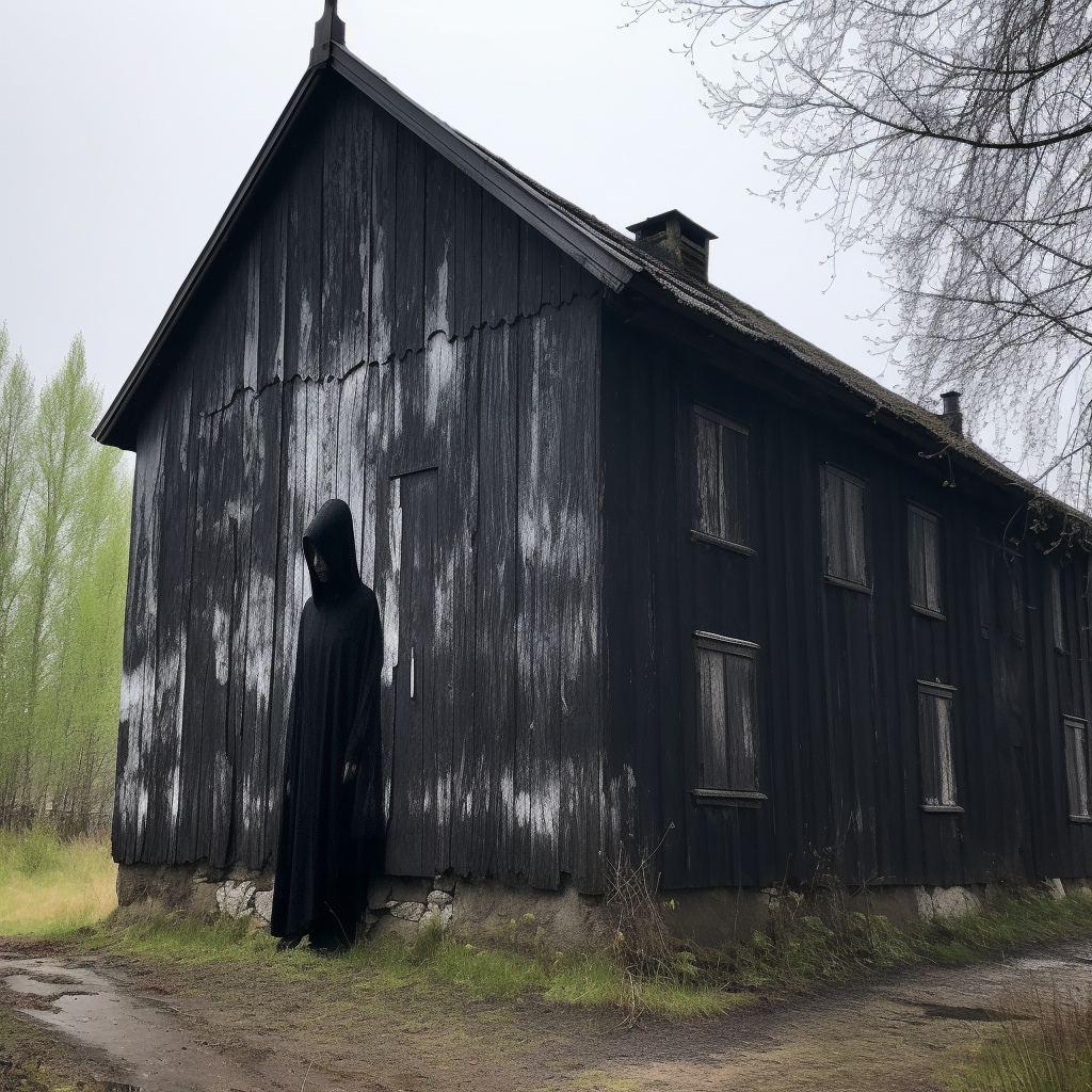 Woman hiding behind house in Sweden South