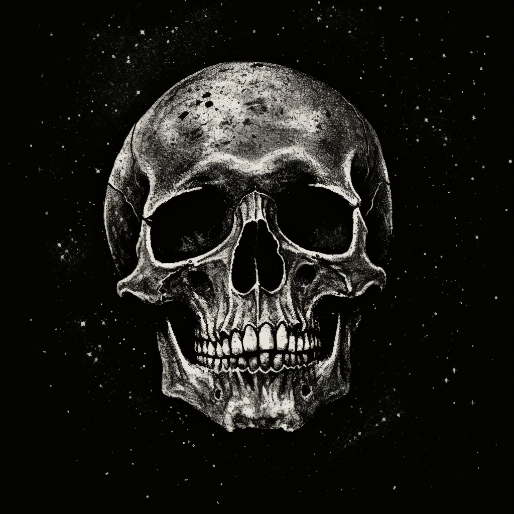 Dark skull stipple art poster