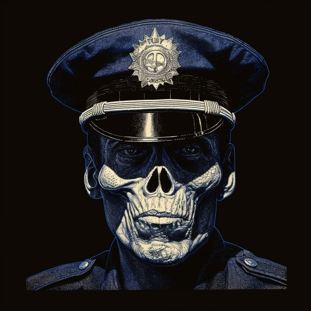 Dark skull stipple police lag artwork