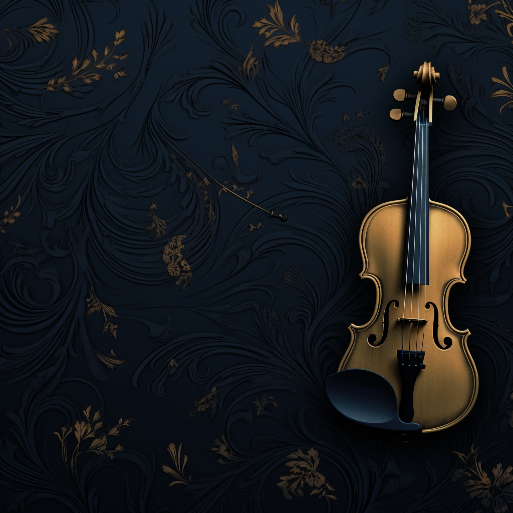 Dark themed concert background with violin