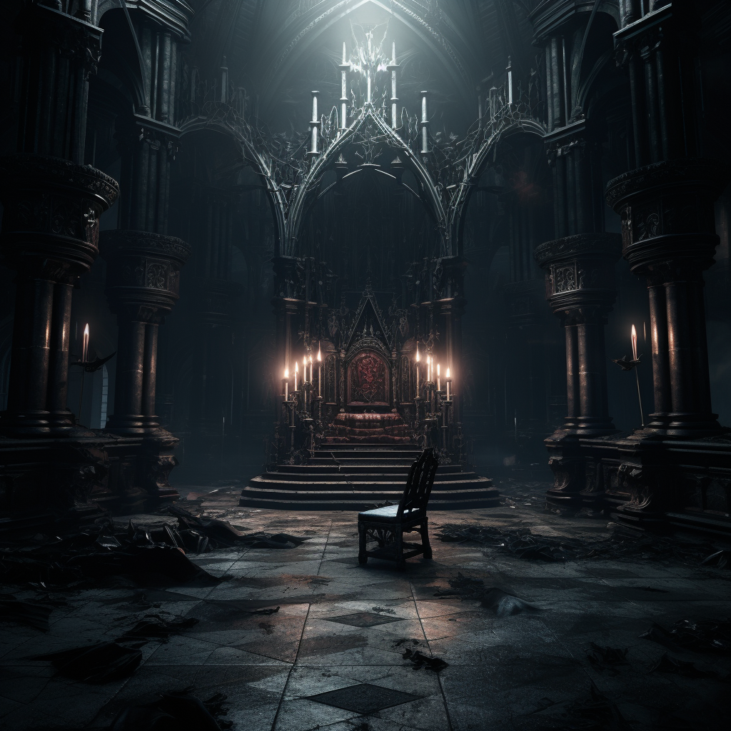 Creepy and Ancient Dark Throne Room