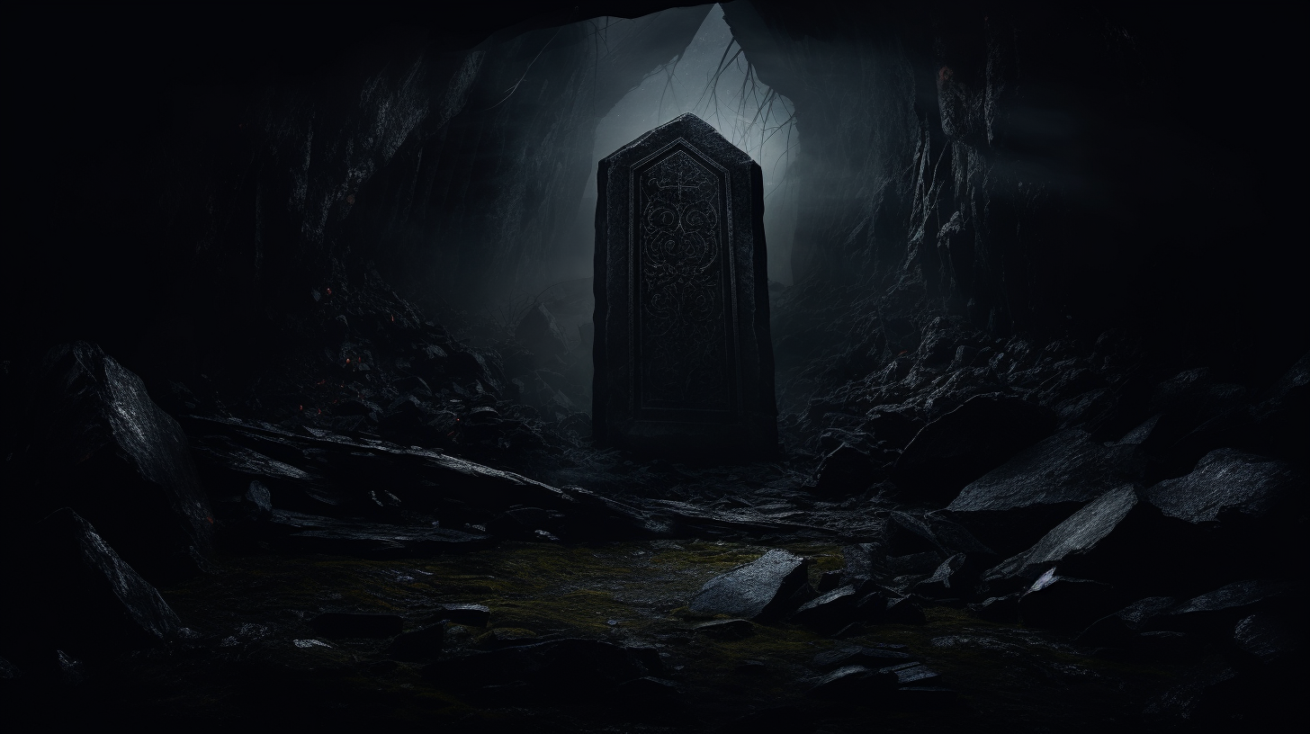 Dark tombstone in semi-abstract atmosphere