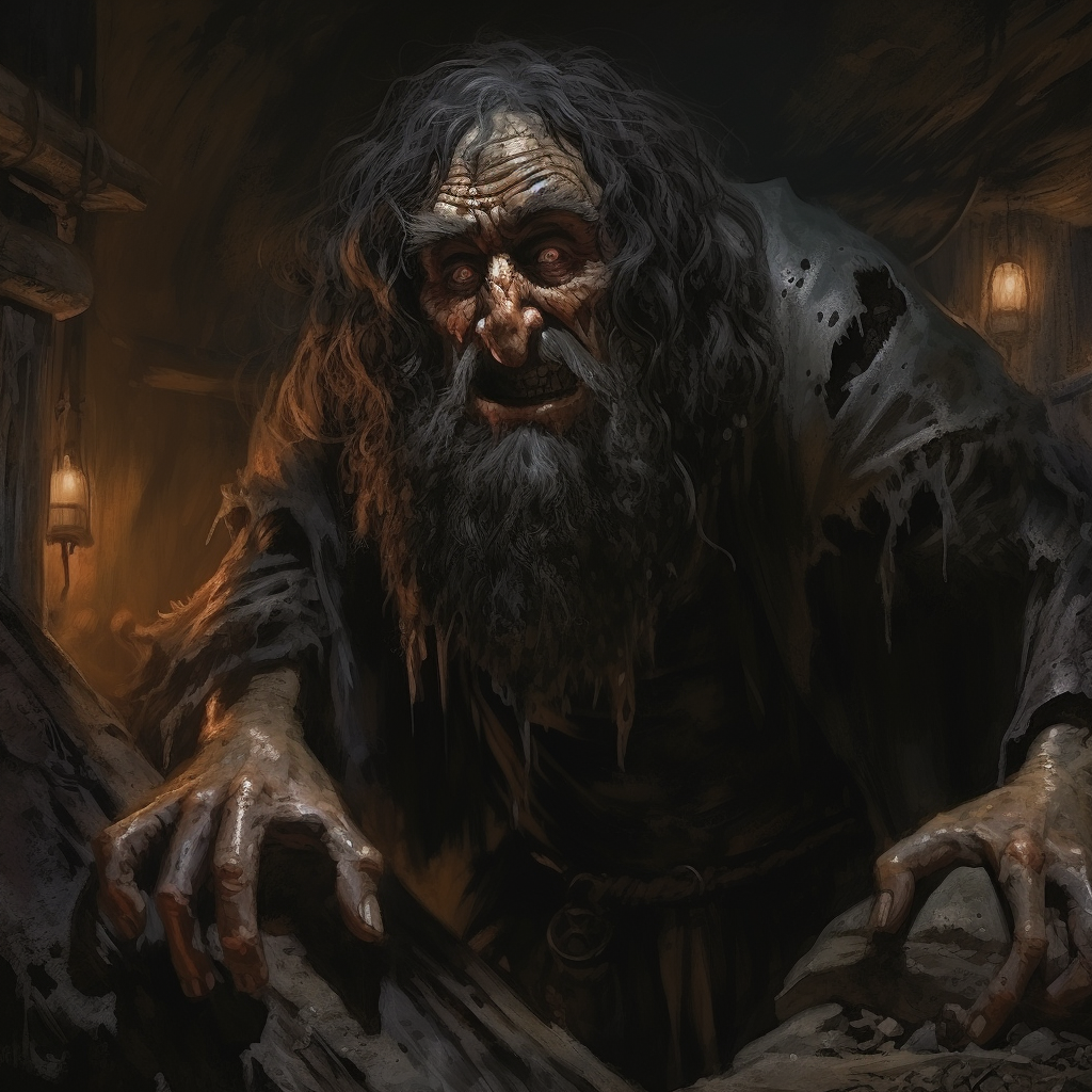 Dark Twisted Town Woodworker Dwarven with Black Slime