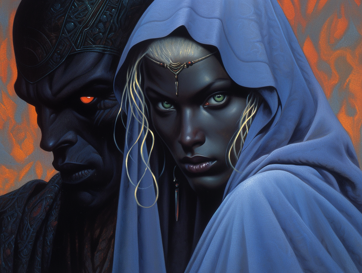 Dark Drow Portrait Oil Painting