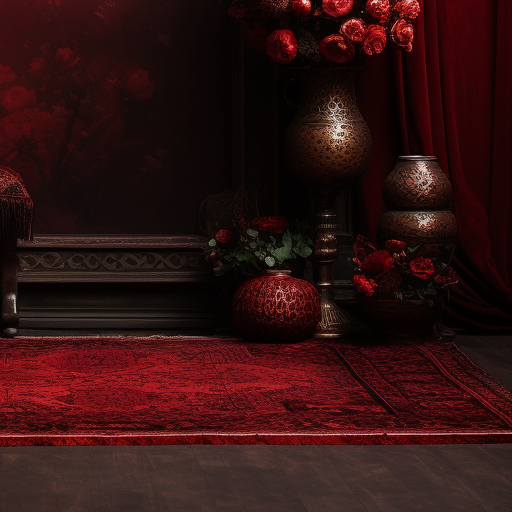 Dark empty room with crimson design