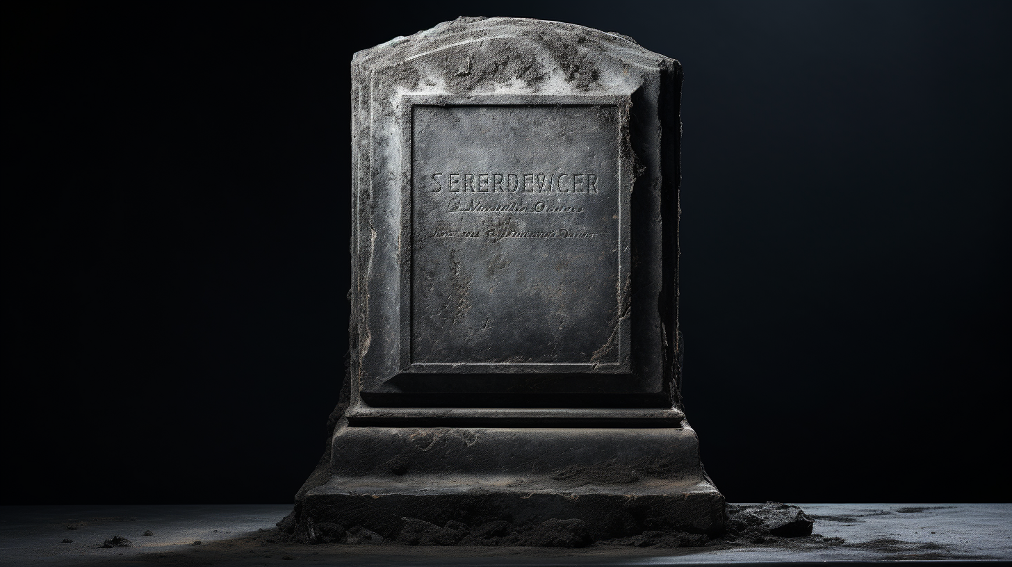 Concrete gravestone with dramatic lighting