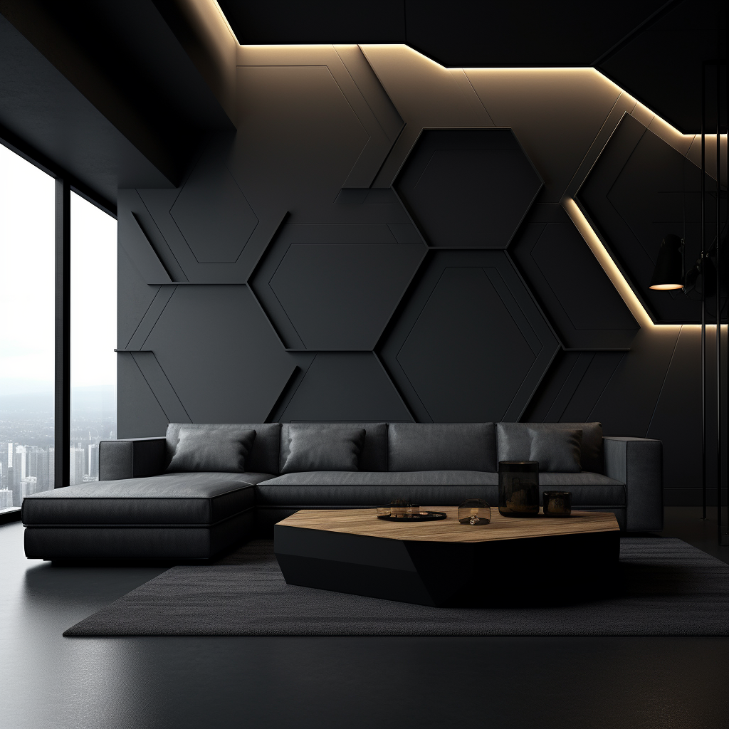 Dark minimalist living room design