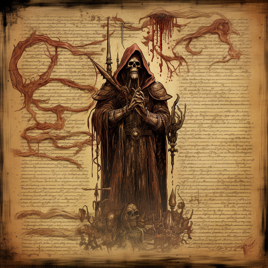 Eerie dark magic prophecy with a skeletal figure