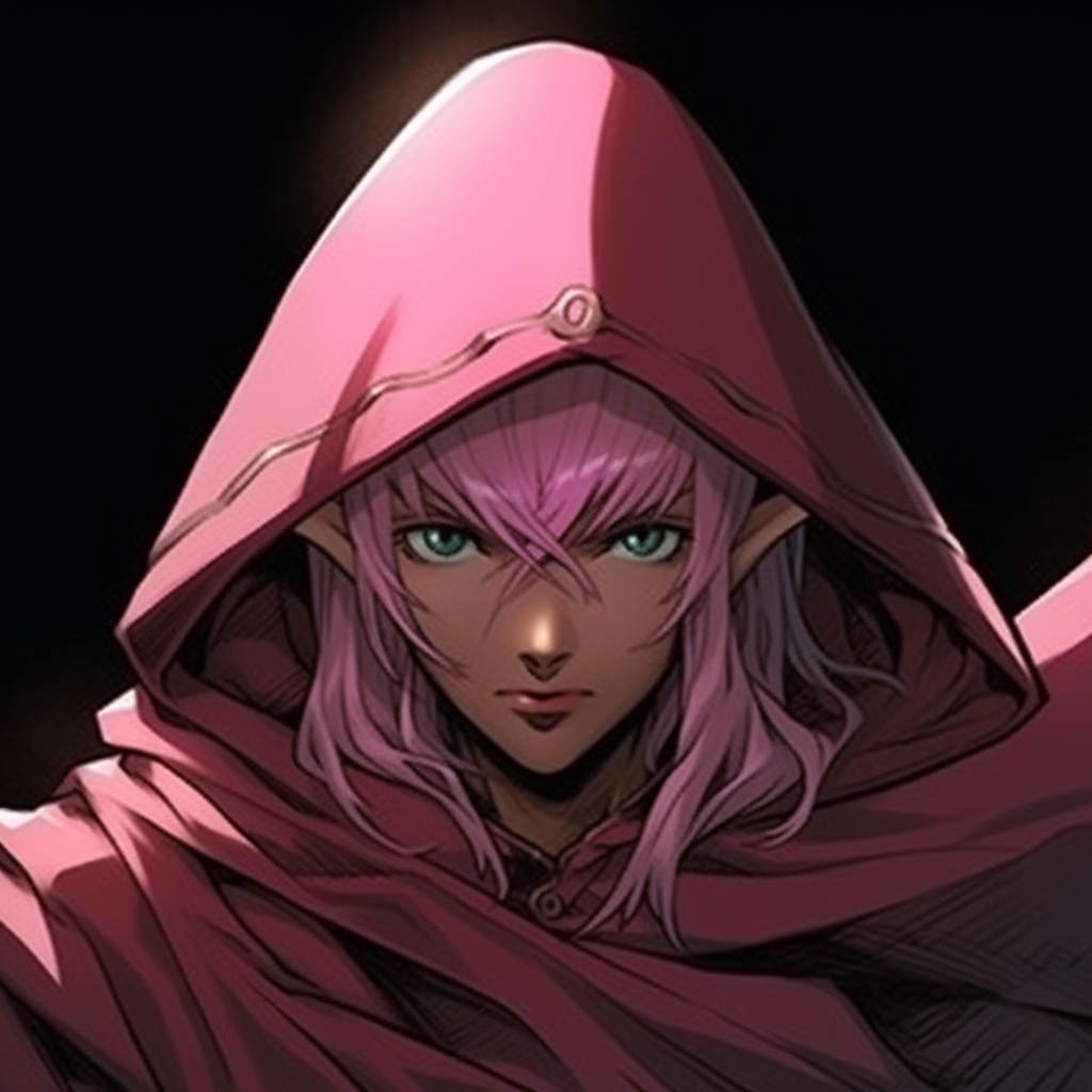 Portrait of a Dark Pink Elf Woman