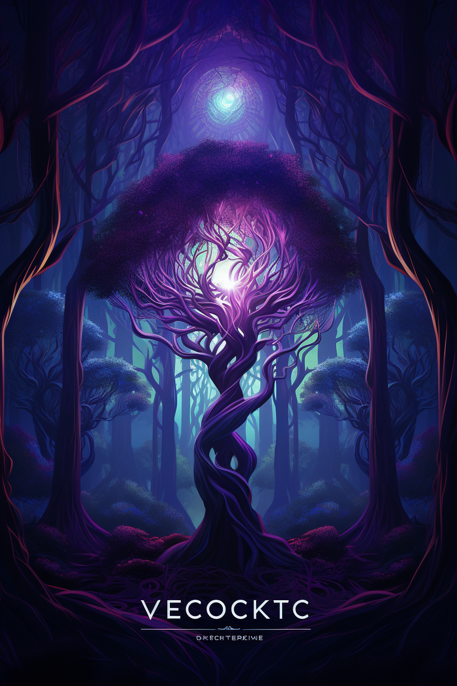 Geometric Dark Psychedelic Forest Artwork