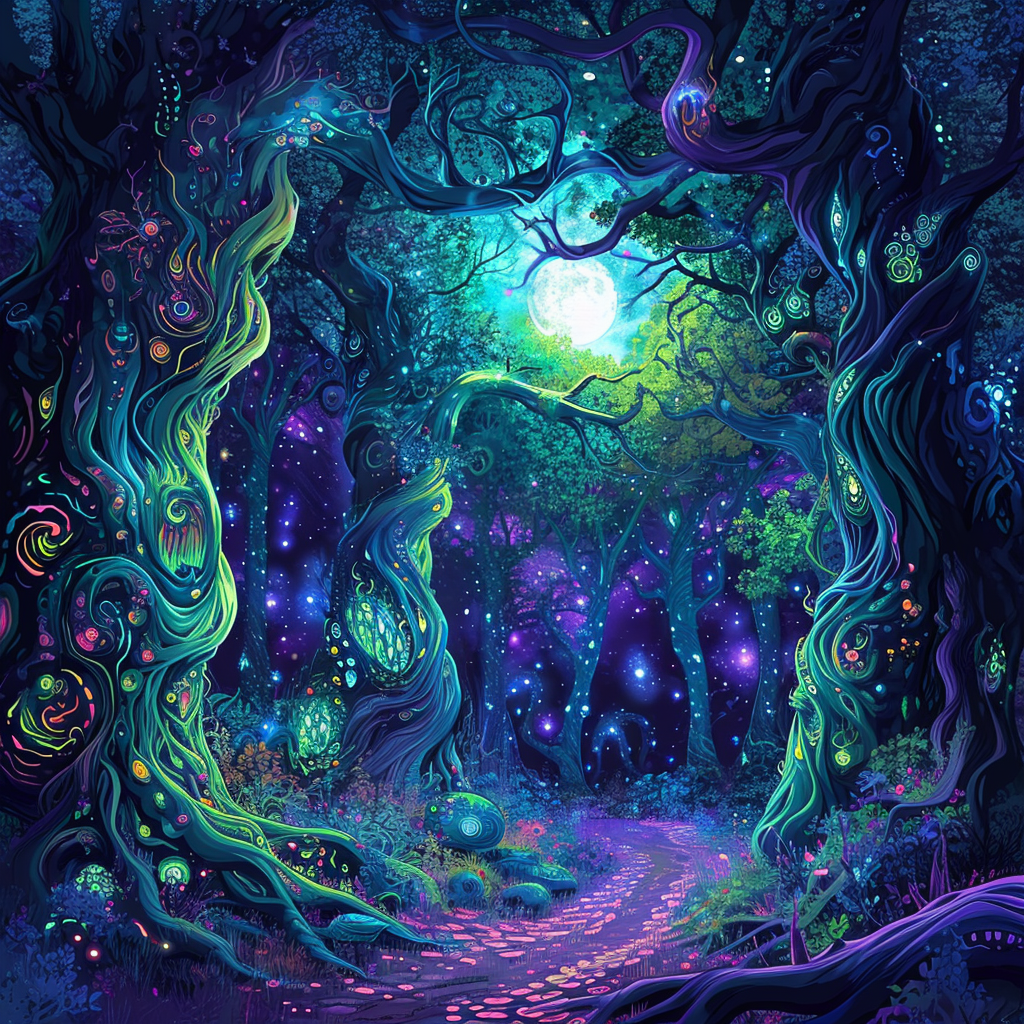 Dark Psychedelic Forest Artwork