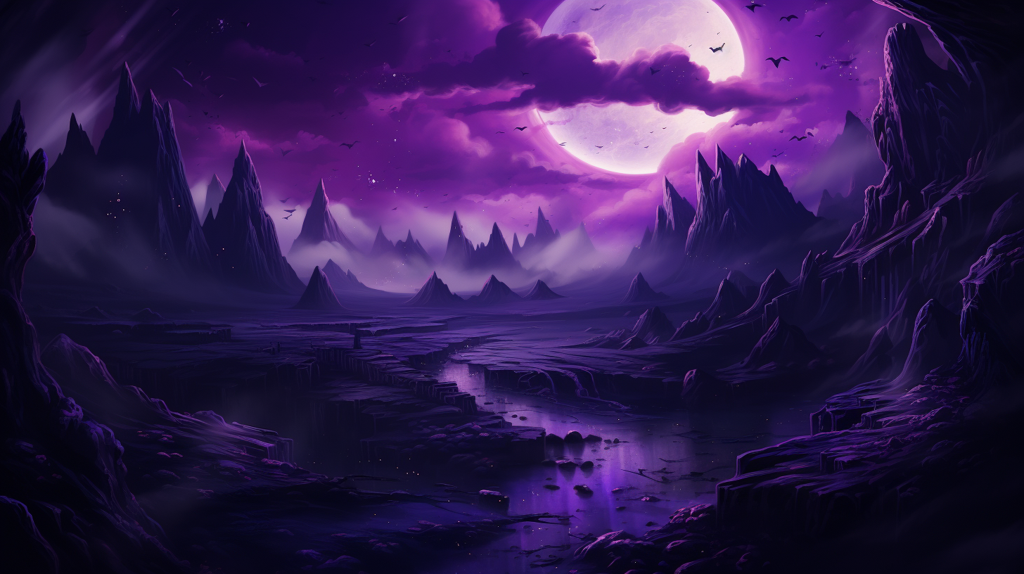 Dark purple alien landscape art