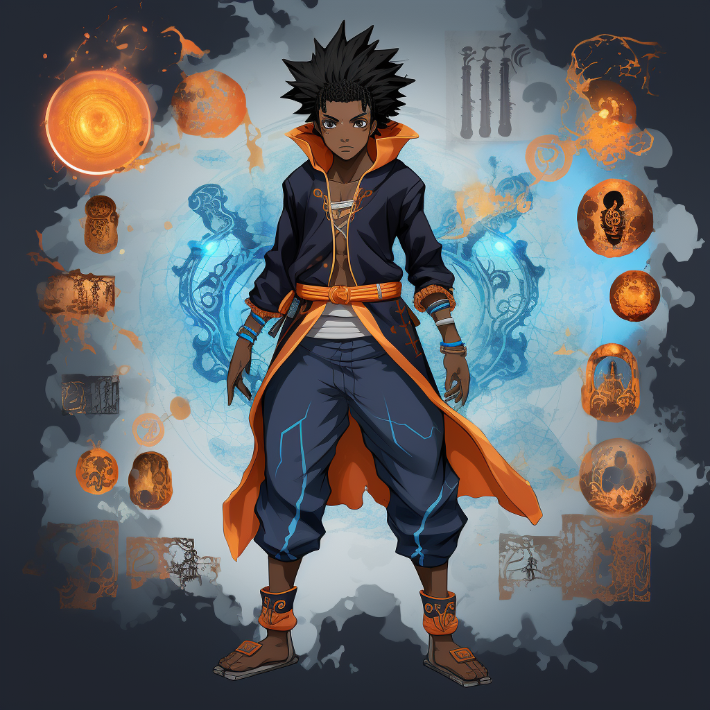 Anime character with blue and orange colors