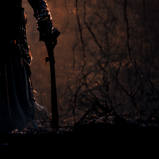 Detailed image of realistic necromancer in dark scene