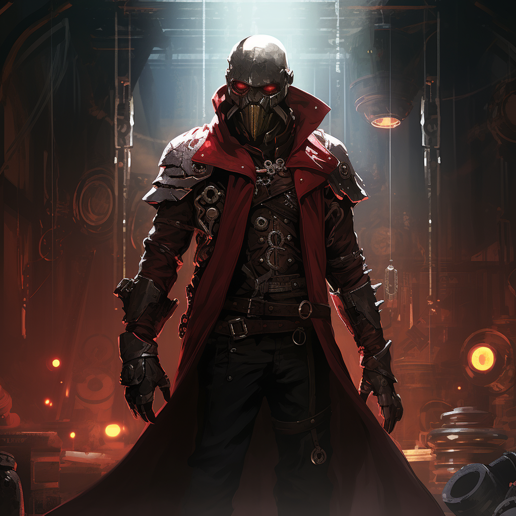 Dark steampunk Ascian with red mask