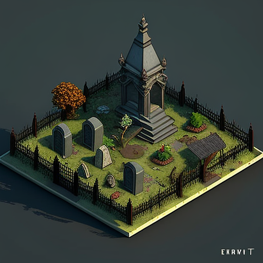 Detailed dark Victorian cemetery concept art