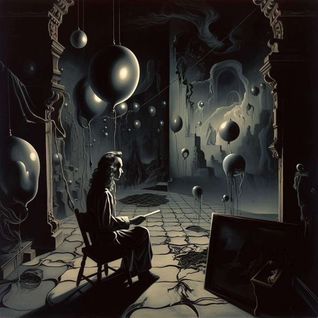 Surreal Dali painting of darkness