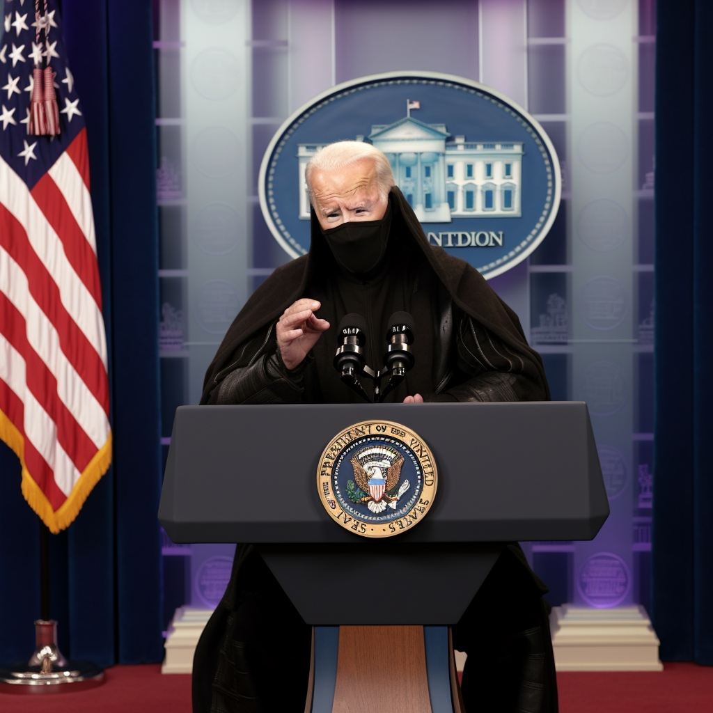 Darth Biden addressing the press conference