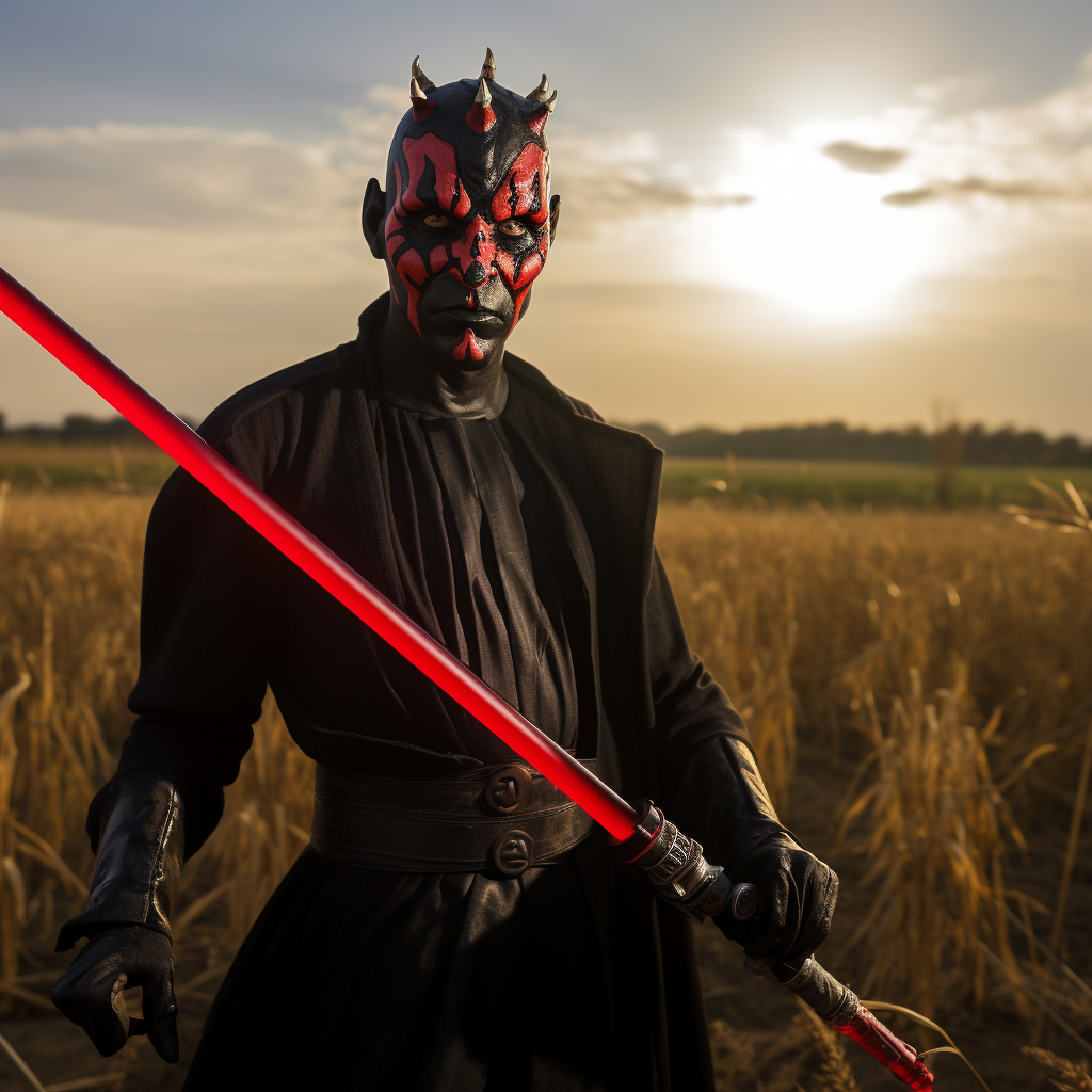 Darth Maul with Black Mustache and Lightsaber