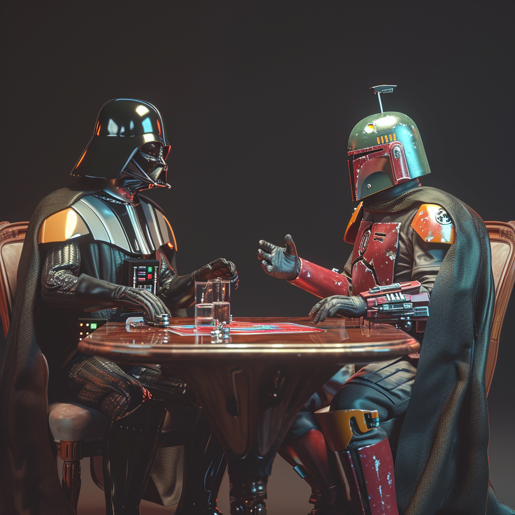 Darth Vader Galactic Police Confer Officer Boba Fett