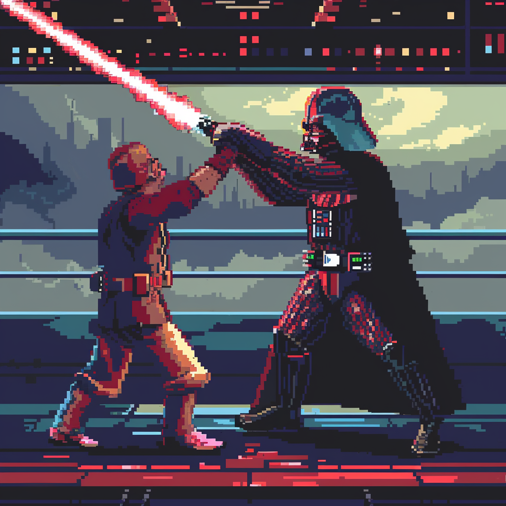 Pixelated Darth Vader Punching Rasputin