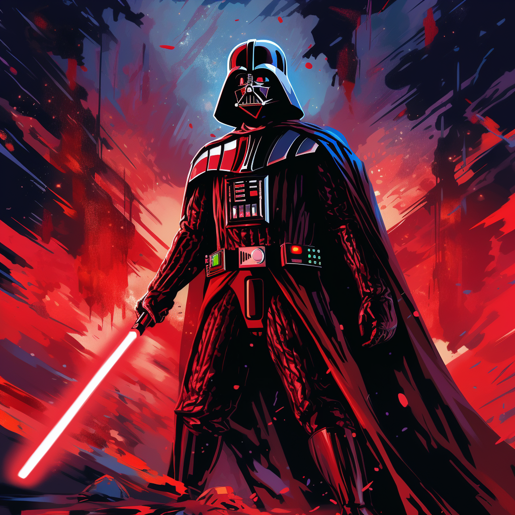 Darth Vader with red lightsaber in Sith world