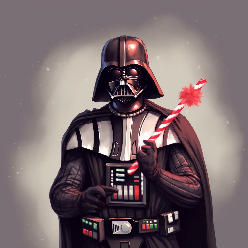 Darth Vader with Santa Hat and Candy Cane