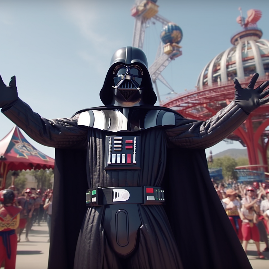 Darth Vader dancing in Six Flags commercial