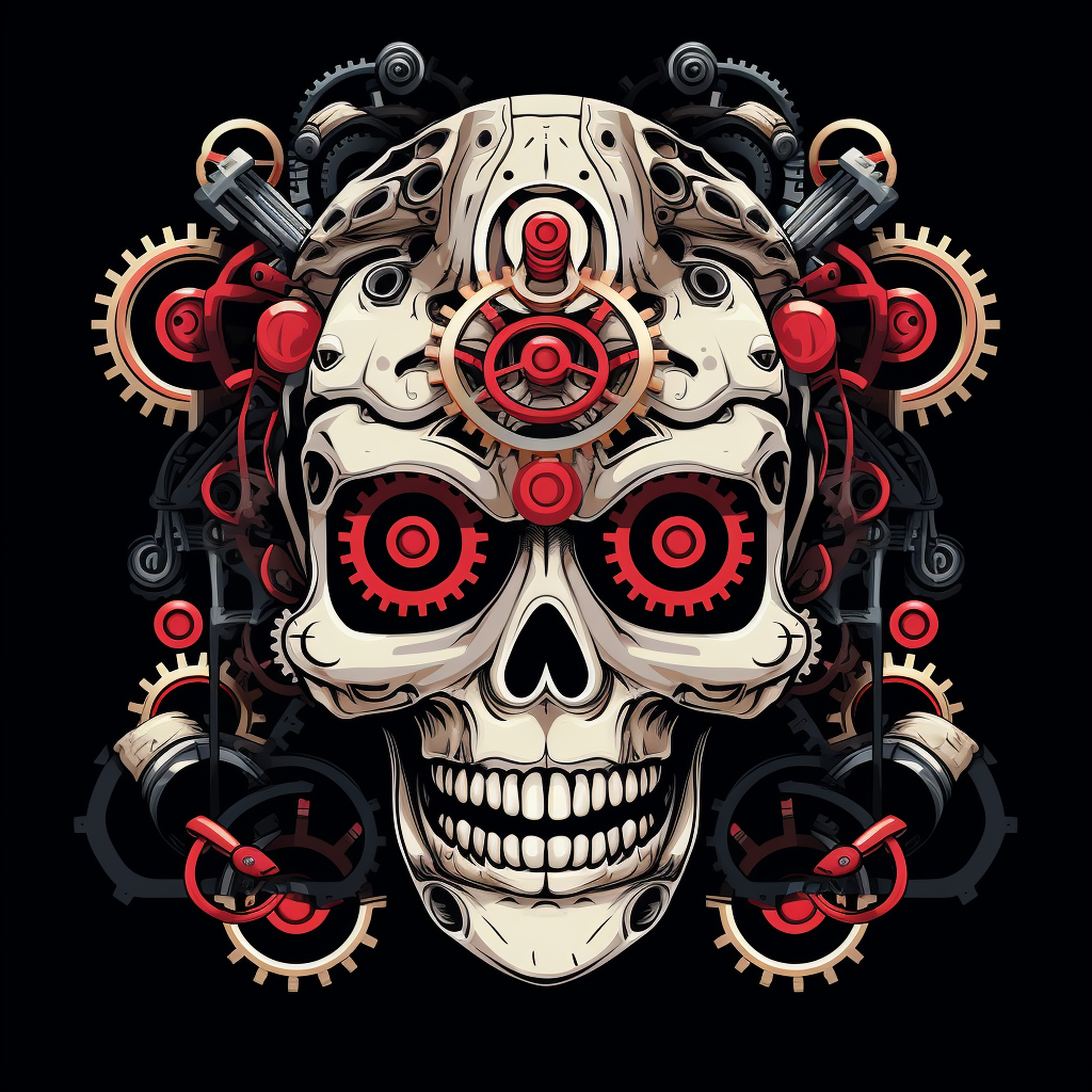 Daruma Doll Gears Rorschach T-Shirt Design