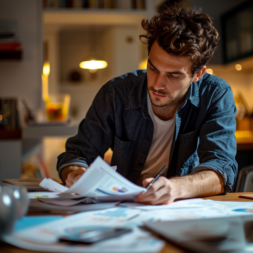 Data Consultant Analyzing Printed Reports