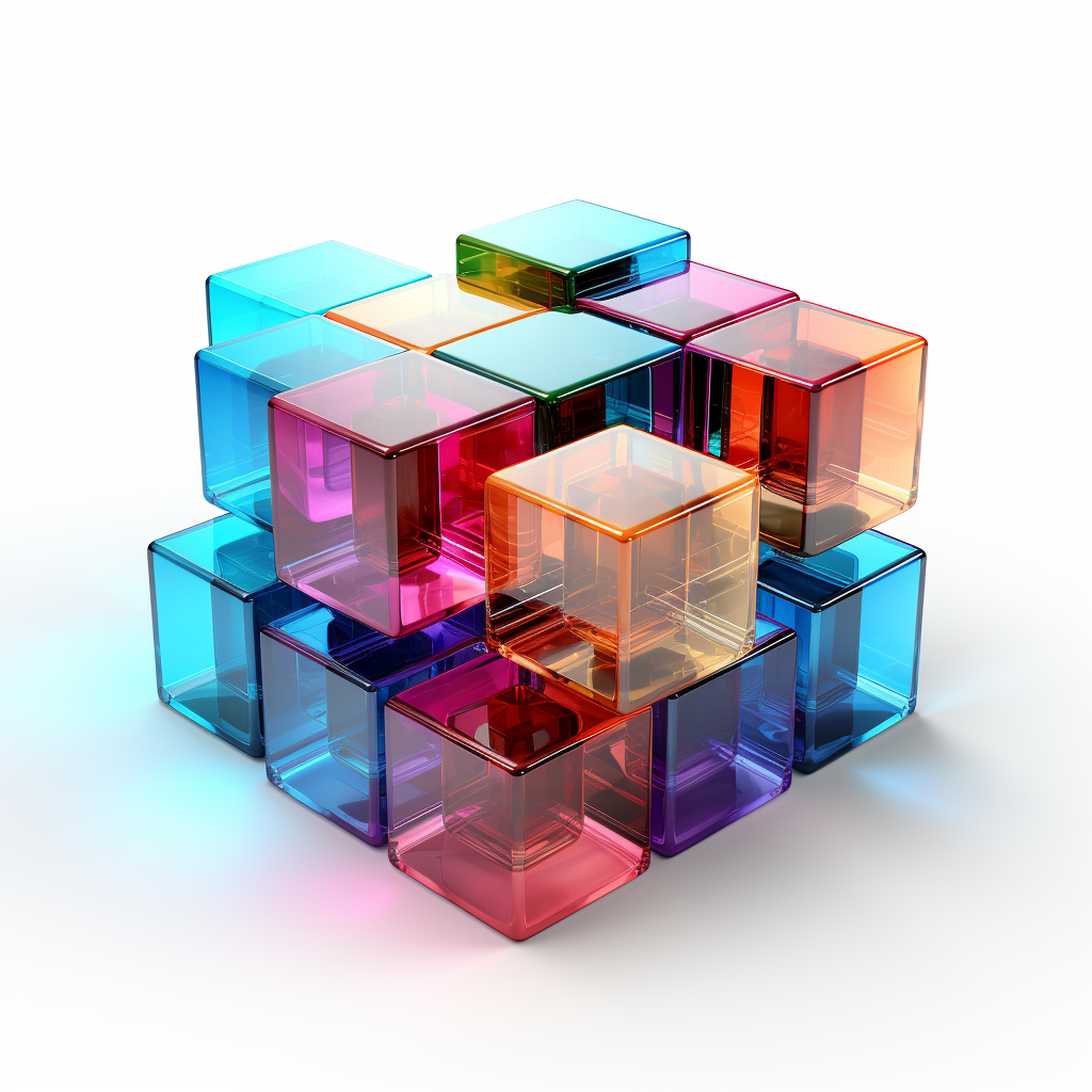 3D data cube icon on white background