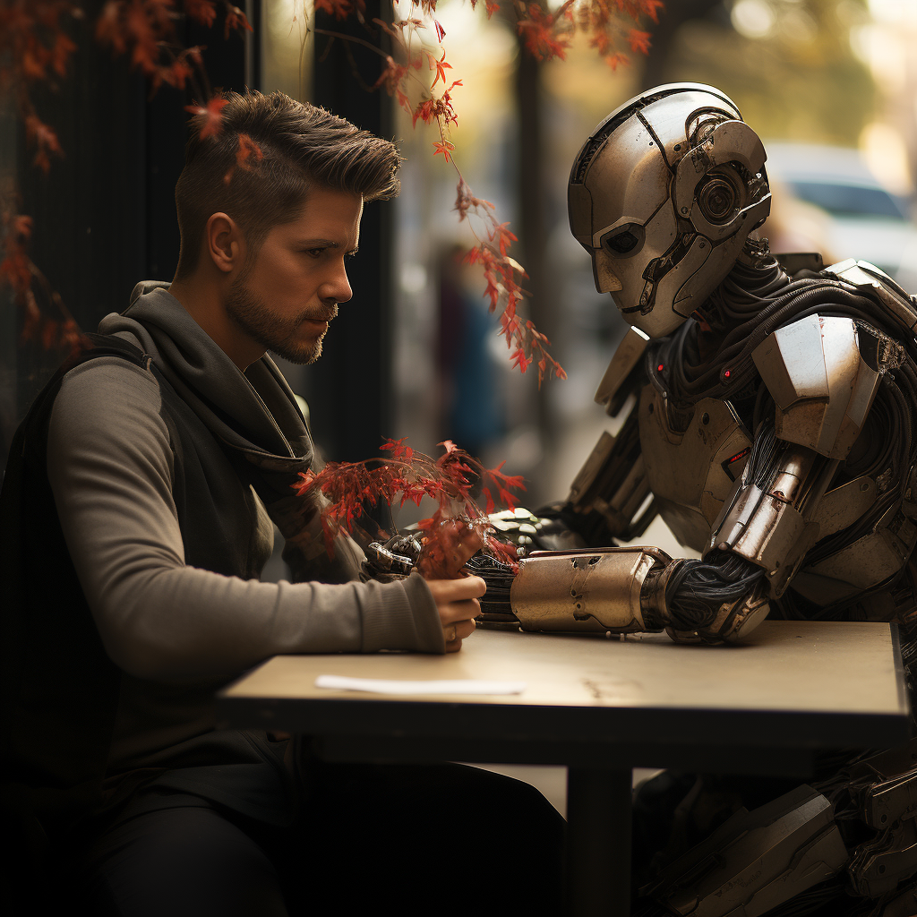 Man on a date with a robot woman