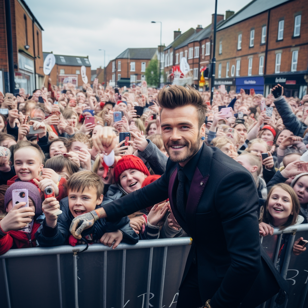 Wide angle shot of David Beckham meeting the Queen and the Pope