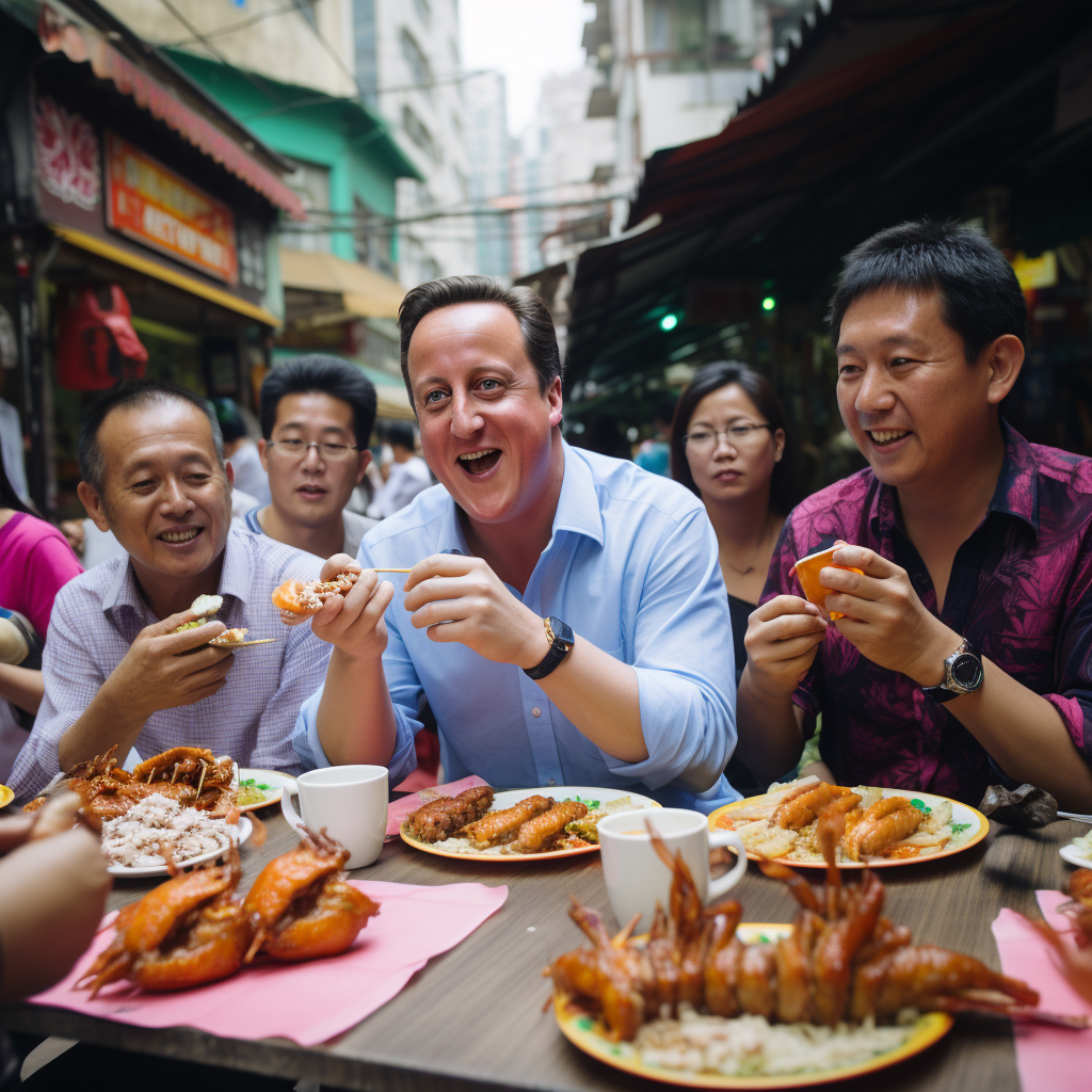 David Cameron Eating Food Hong Kong Locals