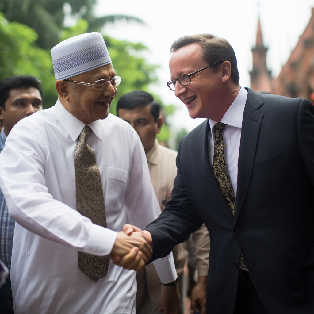 David Cameron meeting Prime Minister Anwar Ibrahim in Kuala Lumpur