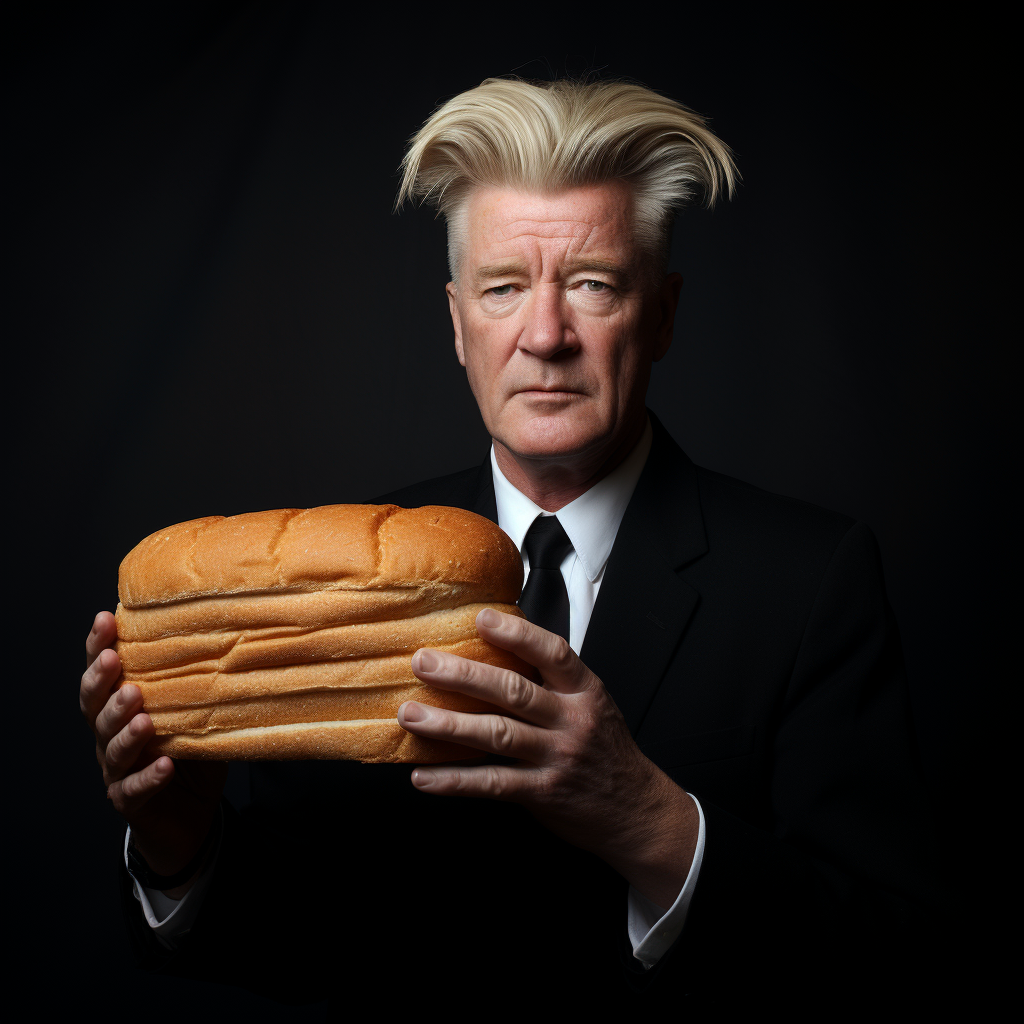 David Lynch with white bread hair