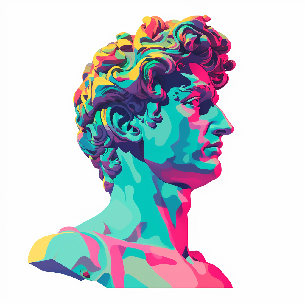 Abstract glitch art of David sculpture