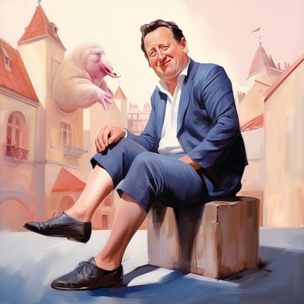 David Cameron relaxing with pig feet up