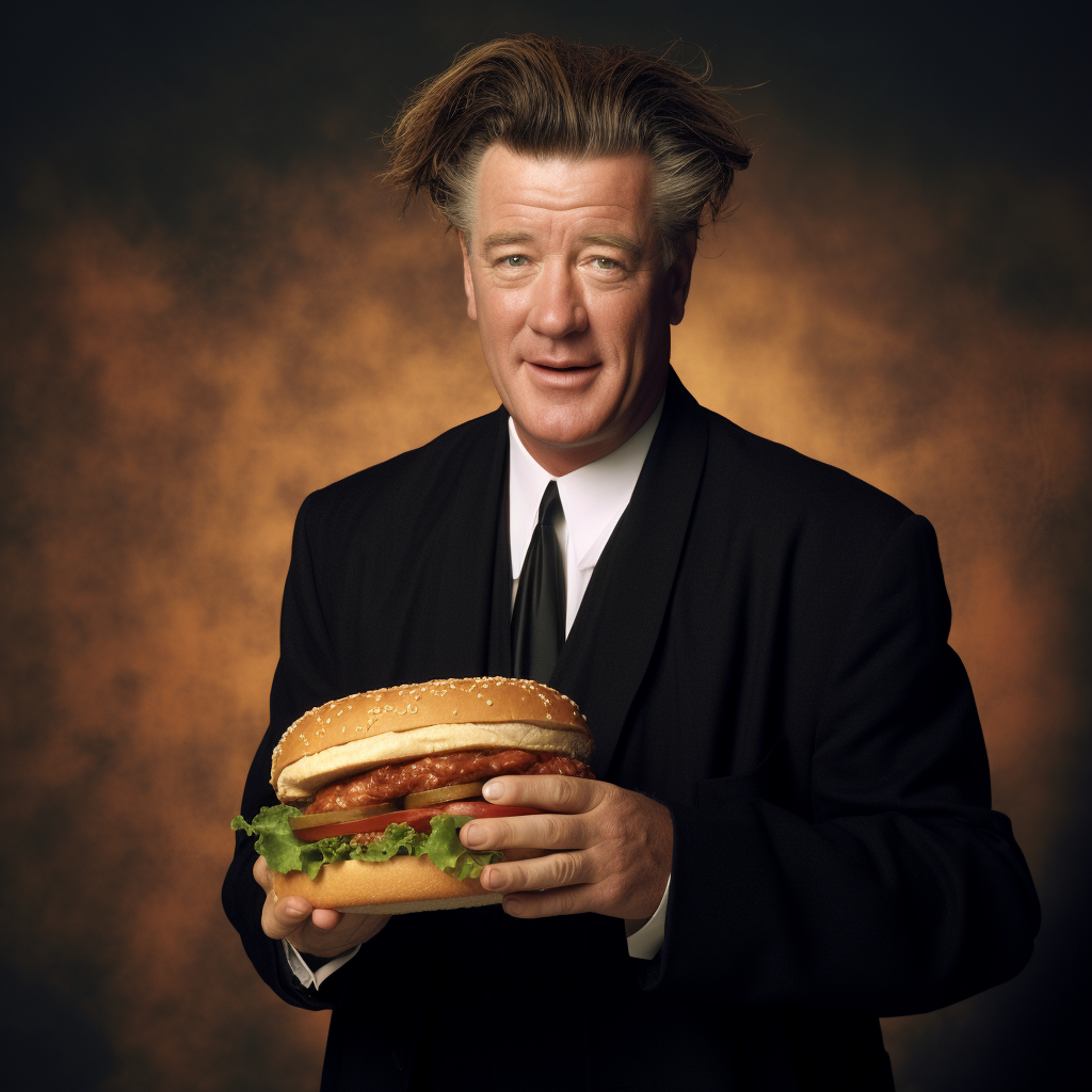 David Lynch with Pastrami Sandwich Hair